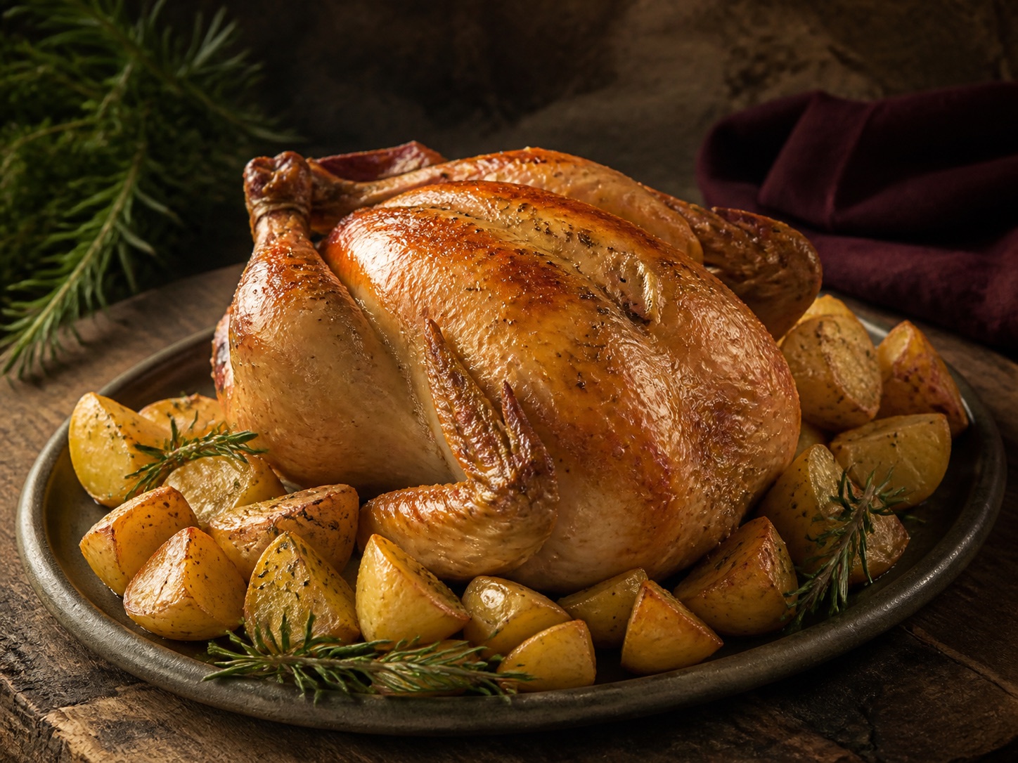 Pollo allo spiedo con patate